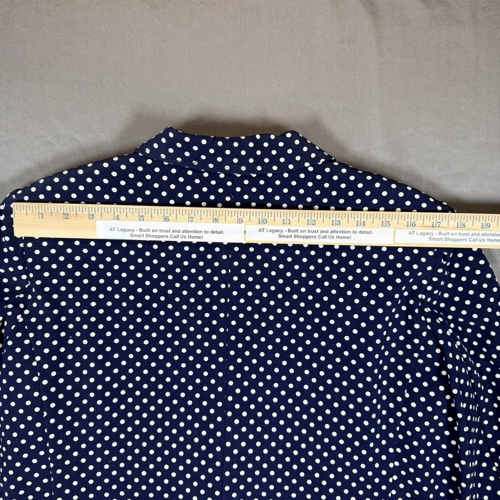Twiggy London Navy‎ Blue White Polka Dot Single Button Blazer Jacket XL